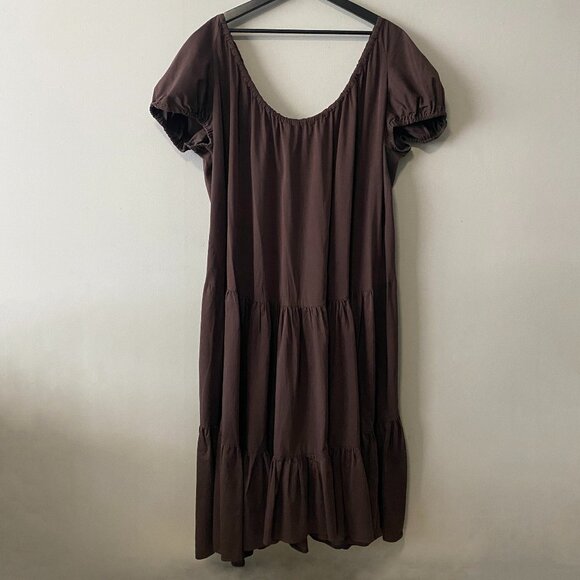Handmade Plus Size Cotton Bamboo Chocolate Brown Dress - Picture 2 of 15